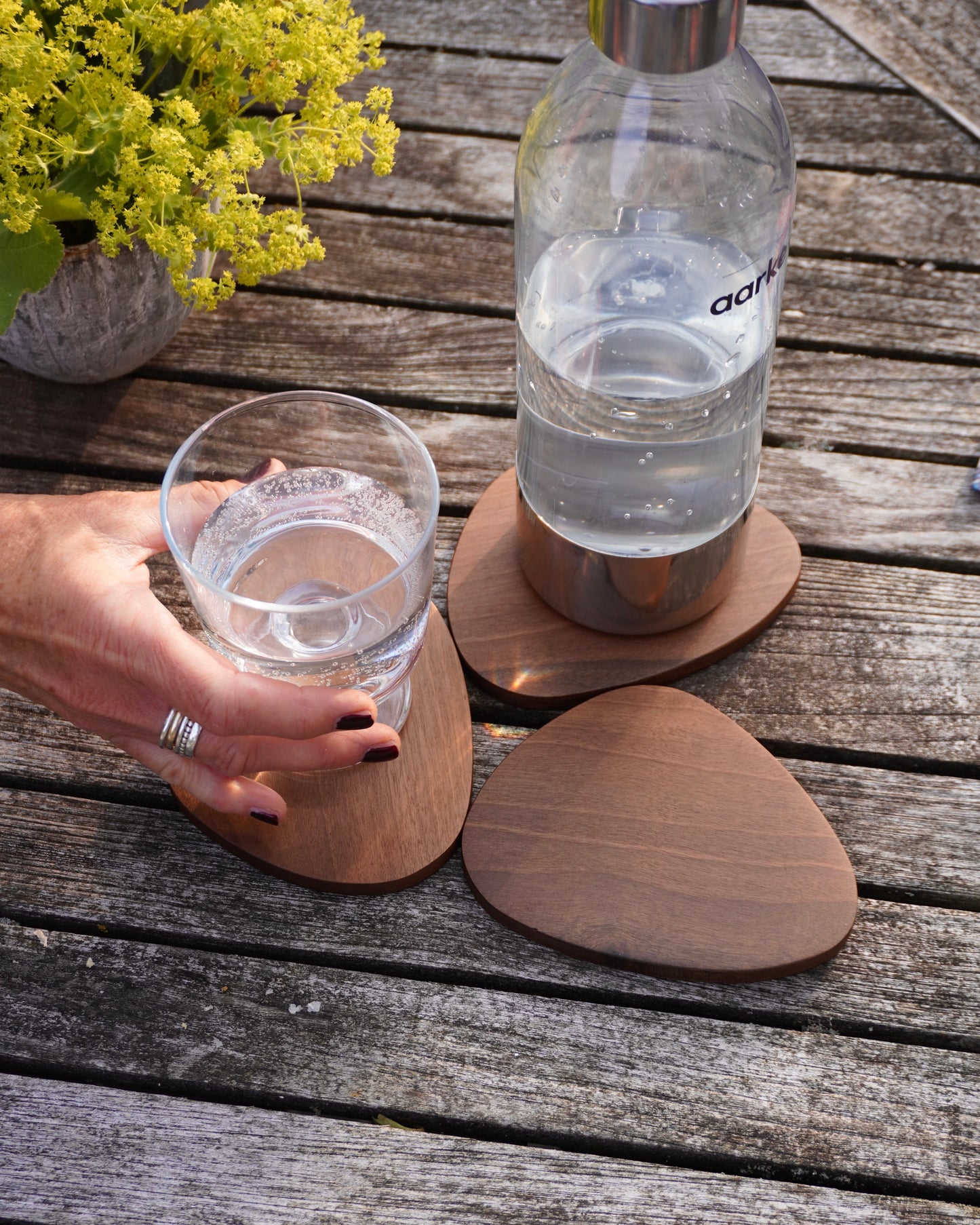 3er Untersetzer Vida in Walnuss outdoor Garten Terasse Balkon